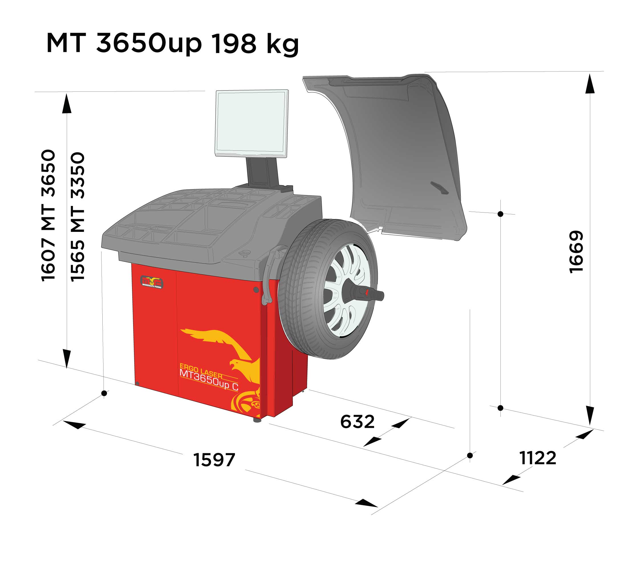 Mondolfo Ferro MT3650UP Digital Wheel Balancer Mondolfo Ferro MT3650UP Digital Wheel Balancer - Image 2