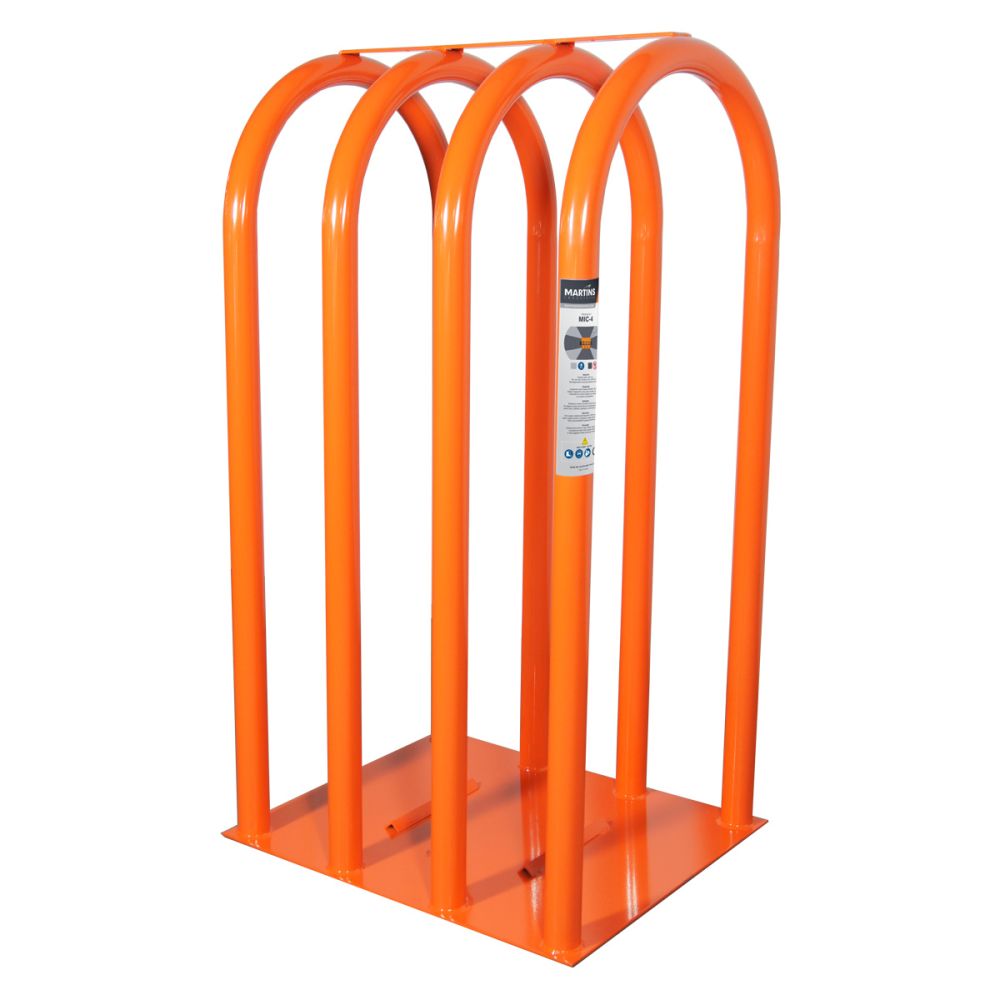 MIC-4 Truck & Bus Tyre Inflation Cage Martins MIC-4 4-bar truck and bus tyre inflation safety cage in safety orange