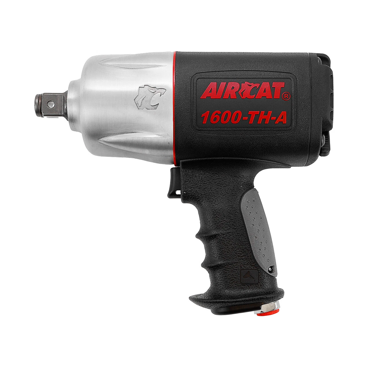 Aircat UT1600-TH-A 3/4" Drive Super Duty Composite Pistol Air Impact Wrench Aircat UT1600-TH-A impact wrench left profile showing composite housing and branding