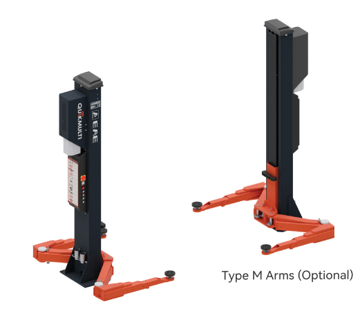 EAE E25M Wireless Two Post Car Lift – 5000kg Capacity EAE E25M Type M arms with adjustable screw pads