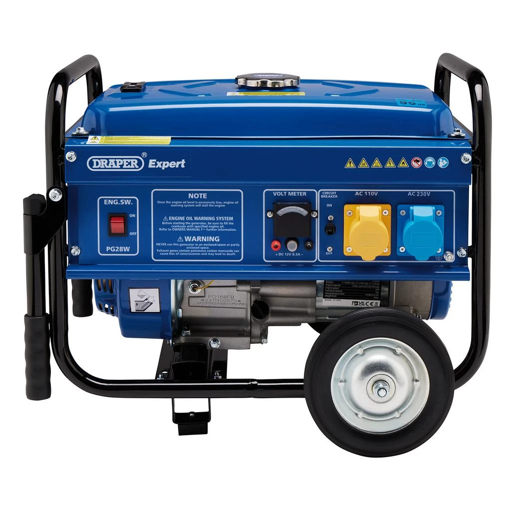 Draper Expert Petrol Generator with Wheels, 2500W Draper 2500W petrol generator