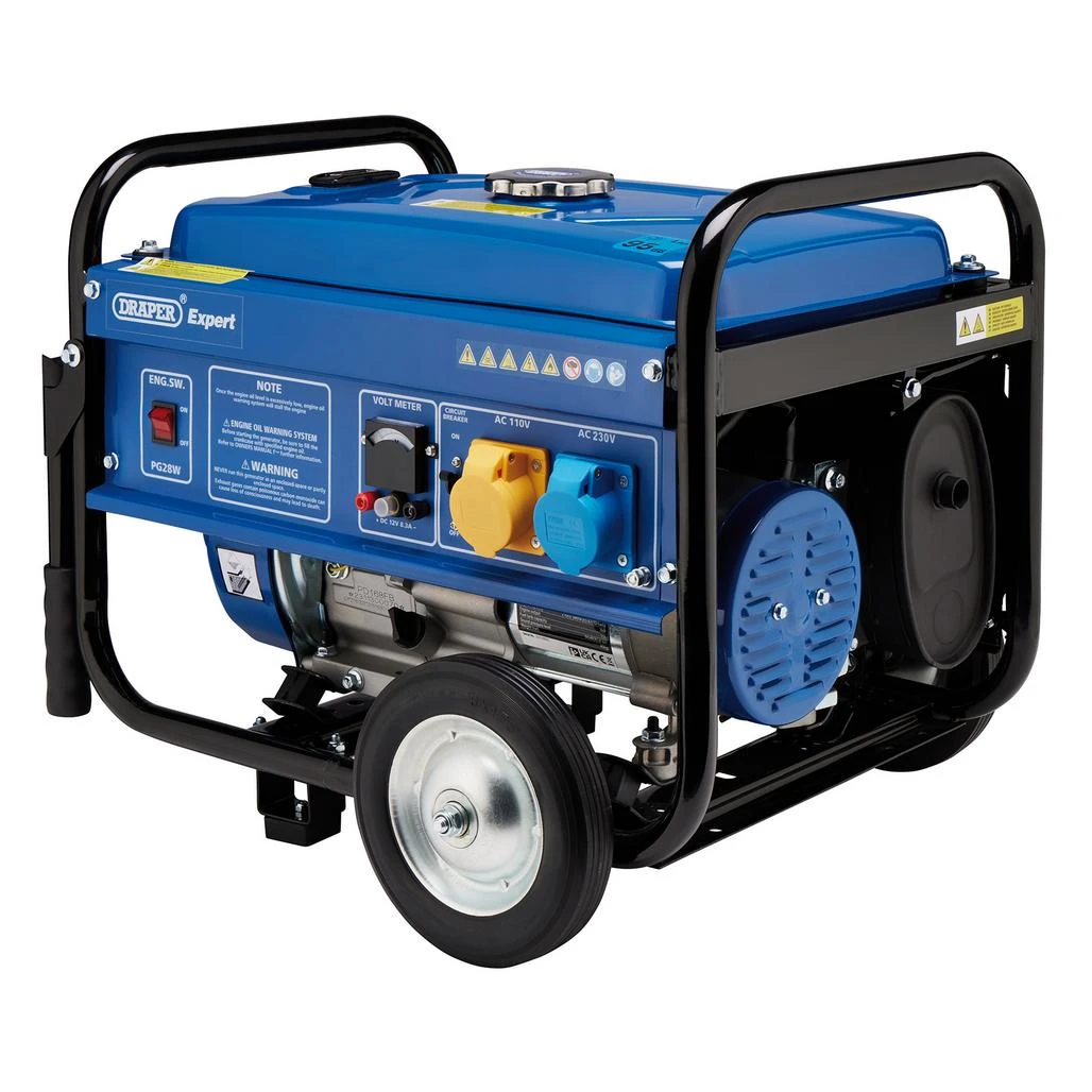 Draper Expert Petrol Generator with Wheels, 2500W Draper 2500W petrol generator
