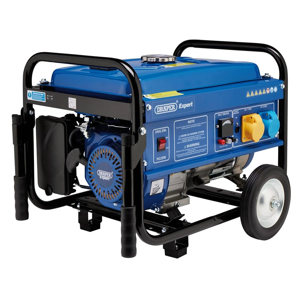 Draper Expert Petrol Generator with Wheels, 2500W Draper 2500W petrol generator